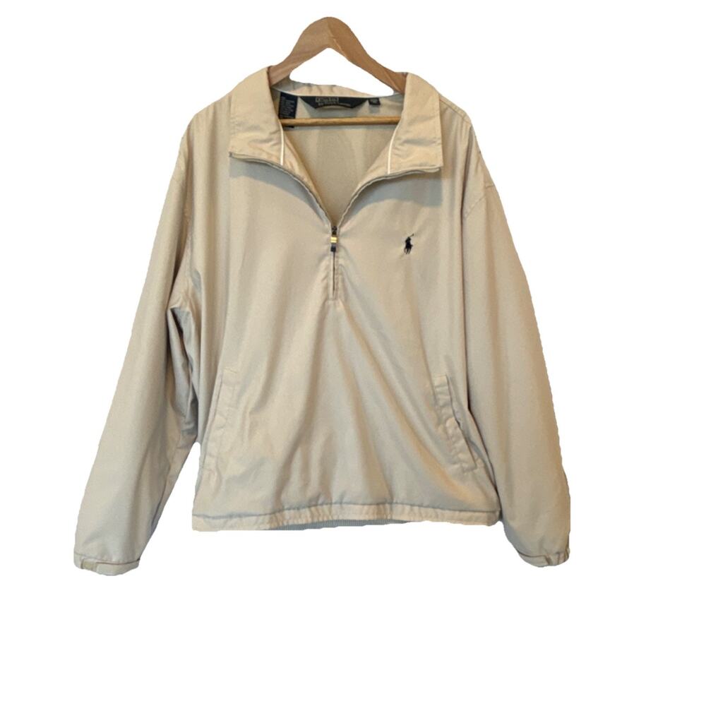 Polo Ralph Lauren Quarter Zip Pullover Jacket Windbreaker Golf Beige XL